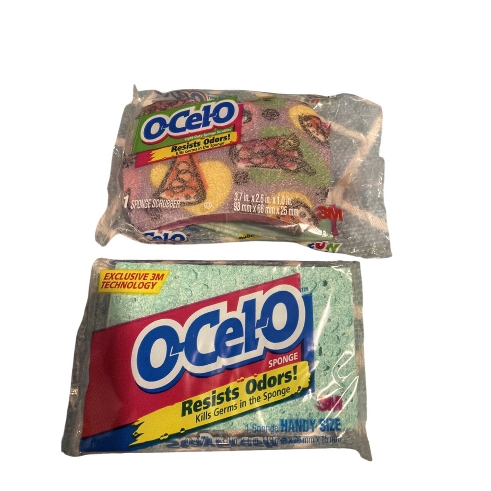 Vintage O-Cel-O 3M Sponges StayFresh Handy Size & Light Duty Scrubber Pizza - Picture 2 of 8